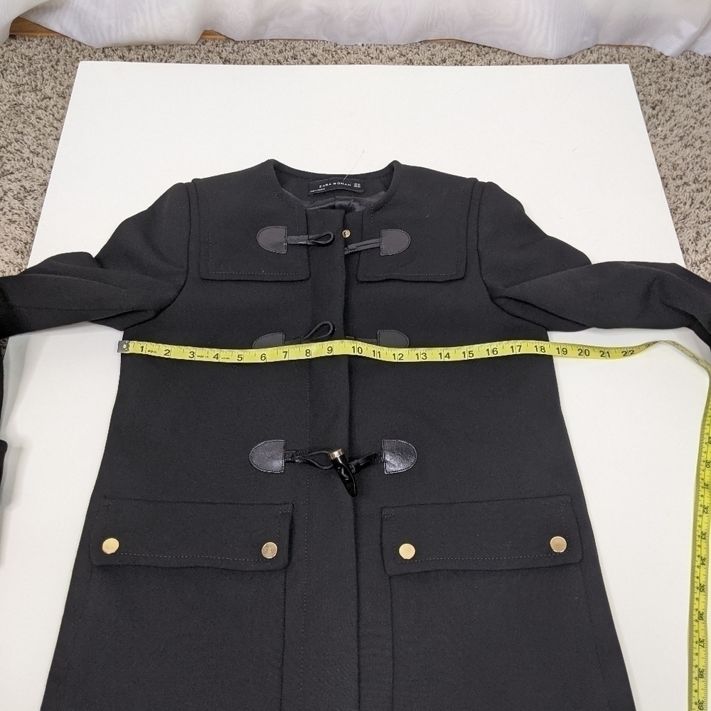 Zara Duffle Horn Toggle Black Pea Coat Jacket - Size XS - Picture 9 of 10